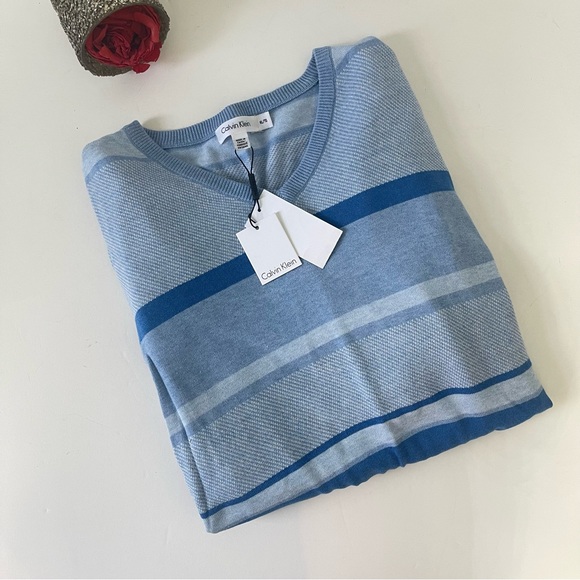 Calvin Klein Mens V-Neck Blue Long Sleeves Sweater- Size XL - New With Tag - Picture 7 of 10